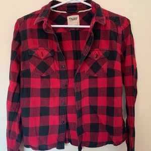 TNA Button-Up Red & black Plaid Shirt Size Small